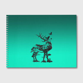 Альбом для рисования с принтом олень из лесных символов в Санкт-Петербурге, 100% бумага
 | матовая бумага, плотность 200 мг. | ворон | градиент | деревья | животное | зверь | лес | лось | олень | природа | рога | сила | силуэт | символы | эко | экология