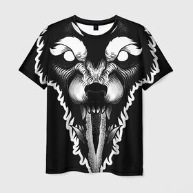 Мужская футболка 3D с принтом Фенрир в Санкт-Петербурге, 100% полиэфир | прямой крой, круглый вырез горловины, длина до линии бедер | волк | волчара | дотворк | кинжал | тату | фенрир