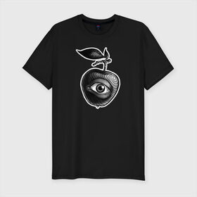 Мужская футболка хлопок Slim с принтом Глазное яблоко в Санкт-Петербурге, 92% хлопок, 8% лайкра | приталенный силуэт, круглый вырез ворота, длина до линии бедра, короткий рукав | Тематика изображения на принте: 