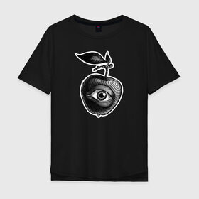 Мужская футболка хлопок Oversize с принтом Глазное яблоко в Санкт-Петербурге, 100% хлопок | свободный крой, круглый ворот, “спинка” длиннее передней части | Тематика изображения на принте: 