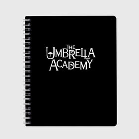 Тетрадь с принтом umbrella academy в Санкт-Петербурге, 100% бумага | 48 листов, плотность листов — 60 г/м2, плотность картонной обложки — 250 г/м2. Листы скреплены сбоку удобной пружинной спиралью. Уголки страниц и обложки скругленные. Цвет линий — светло-серый
 | academy | umbrella | umbrella academy | адам годли | академия | академия амбрелла | амбрелла | дэвид кастанеда | колм фиори | кэмерон бриттон | мэри джей блайдж
джон магаро | роберт шиэн | том хоппер | эллиот пейдж