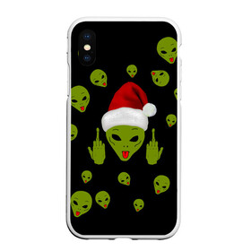Чехол для iPhone XS Max матовый с принтом Прощай 2021 Новогодний Пришелец 2022 в Санкт-Петербурге, Силикон | Область печати: задняя сторона чехла, без боковых панелей | 2020 | 2021 | aliens | happy | new year | быка | гирлянда | дед мороз | елка | зеленый | игрушка | инопланетянин | клаус | нг | новый год | носок | перчатка | подарок | полосы | пришелец | рождество | с | санта | снег