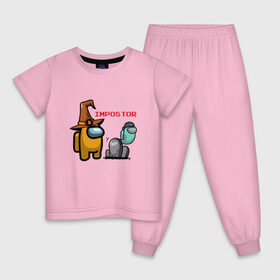 Детская пижама хлопок с принтом Among Us Impostor (Z) в Санкт-Петербурге, 100% хлопок |  брюки и футболка прямого кроя, без карманов, на брюках мягкая резинка на поясе и по низу штанин
 | 