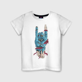 Детская футболка хлопок с принтом Zombie hand в Санкт-Петербурге, 100% хлопок | круглый вырез горловины, полуприлегающий силуэт, длина до линии бедер | Тематика изображения на принте: 