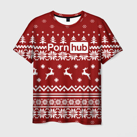 Мужская футболка 3D с принтом PornHub Свитер в Санкт-Петербурге, 100% полиэфир | прямой крой, круглый вырез горловины, длина до линии бедер | brazzers | hub | браззерс | новогодний | праздничный | рождественский