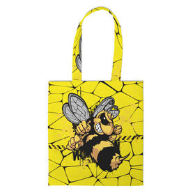 Шоппер 3D с принтом Дикая пчела в Санкт-Петербурге, 100% полиэстер | Плотность: 200 г/м2; Размер: 34×35 см; Высота лямок: 30 см | дикая пчела | жало | мед | насекомые | опасность | соты | текстура | шершень