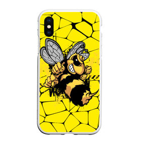 Чехол для iPhone XS Max матовый с принтом Дикая пчела в Санкт-Петербурге, Силикон | Область печати: задняя сторона чехла, без боковых панелей | Тематика изображения на принте: дикая пчела | жало | мед | насекомые | опасность | соты | текстура | шершень