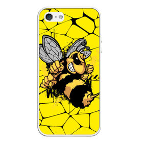 Чехол для iPhone 5/5S матовый с принтом Дикая пчела в Санкт-Петербурге, Силикон | Область печати: задняя сторона чехла, без боковых панелей | дикая пчела | жало | мед | насекомые | опасность | соты | текстура | шершень