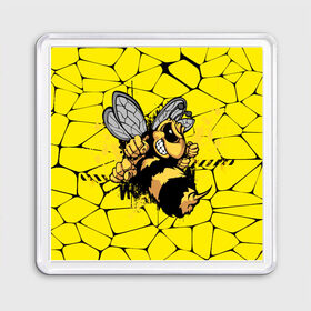 Магнит 55*55 с принтом Дикая пчела в Санкт-Петербурге, Пластик | Размер: 65*65 мм; Размер печати: 55*55 мм | дикая пчела | жало | мед | насекомые | опасность | соты | текстура | шершень
