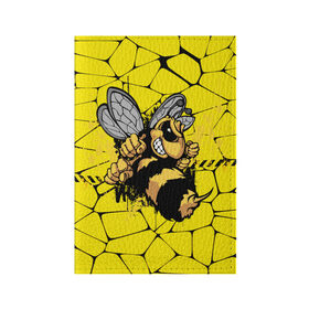 Обложка для паспорта матовая кожа с принтом Дикая пчела в Санкт-Петербурге, натуральная матовая кожа | размер 19,3 х 13,7 см; прозрачные пластиковые крепления | Тематика изображения на принте: дикая пчела | жало | мед | насекомые | опасность | соты | текстура | шершень