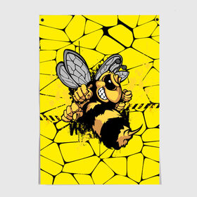 Постер с принтом Дикая пчела в Санкт-Петербурге, 100% бумага
 | бумага, плотность 150 мг. Матовая, но за счет высокого коэффициента гладкости имеет небольшой блеск и дает на свету блики, но в отличии от глянцевой бумаги не покрыта лаком | дикая пчела | жало | мед | насекомые | опасность | соты | текстура | шершень
