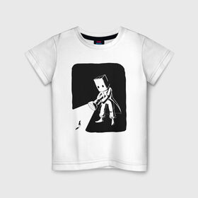 Детская футболка хлопок с принтом little nightmares в Санкт-Петербурге, 100% хлопок | круглый вырез горловины, полуприлегающий силуэт, длина до линии бедер | пакет | персонаж | фонарь