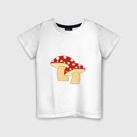 Детская футболка хлопок с принтом Грибы в Санкт-Петербурге, 100% хлопок | круглый вырез горловины, полуприлегающий силуэт, длина до линии бедер | горох | грибы | картинки | круги | лес | мухомор | осень | позитив | популярные | прикольные