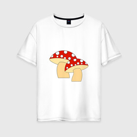 Женская футболка хлопок Oversize с принтом Грибы в Санкт-Петербурге, 100% хлопок | свободный крой, круглый ворот, спущенный рукав, длина до линии бедер
 | горох | грибы | картинки | круги | лес | мухомор | осень | позитив | популярные | прикольные