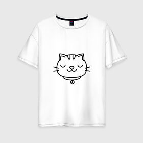 Женская футболка хлопок Oversize с принтом Китти в Санкт-Петербурге, 100% хлопок | свободный крой, круглый ворот, спущенный рукав, длина до линии бедер
 | аниме | детям | значок | картинки | китти | кот | котенок | кошка | милые | популярные | прикольные
