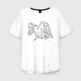 Мужская футболка хлопок Oversize с принтом Символ Орла в Санкт-Петербурге, 100% хлопок | свободный крой, круглый ворот, “спинка” длиннее передней части | Тематика изображения на принте: animals | art | bird | eagle | falcon | tattoo | wings | арт | беркут | гор | гордый | дикий | животные | крылья | летающий | один | орел | орлан | пернатый | перья | природа | птица | птичка | символ | сокол | соколиный взгляд
