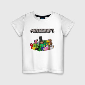 Детская футболка хлопок с принтом MINECRAFT в Санкт-Петербурге, 100% хлопок | круглый вырез горловины, полуприлегающий силуэт, длина до линии бедер | minecraft | аид | алмазы | игра майнкрафт | компот | компот. | майнкрафт | нуб | скин