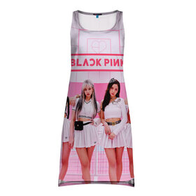 Платье-майка 3D с принтом BLACKPINK в Санкт-Петербурге, 100% полиэстер | полуприлегающий силуэт, широкие бретели, круглый вырез горловины, удлиненный подол сзади. | black pink | blackpink | k pop | блэкпинк | дженни | джису | к поп | лиса | розэ