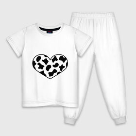Детская пижама хлопок с принтом В Новый год - с любовью! в Санкт-Петербурге, 100% хлопок |  брюки и футболка прямого кроя, без карманов, на брюках мягкая резинка на поясе и по низу штанин
 | 2021 | бык | корова | любовь | новый год | праздник | сердце | символ года | чёрно белый