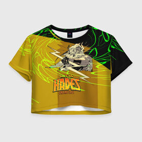 Женская футболка Crop-top 3D с принтом Hades (Зевс) в Санкт-Петербурге, 100% полиэстер | круглая горловина, длина футболки до линии талии, рукава с отворотами | hades | аид | загрей | зевс | игра | олимп