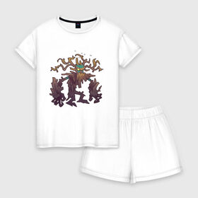 Женская пижама с шортиками хлопок с принтом TRDGARPG, Worthy Heart hunter, концепт арт, Дерево, персонаж в Санкт-Петербурге, 100% хлопок | футболка прямого кроя, шорты свободные с широкой мягкой резинкой | Тематика изображения на принте: 