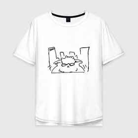 Мужская футболка хлопок Oversize с принтом Курсэд Кэтс Семь в Санкт-Петербурге, 100% хлопок | свободный крой, круглый ворот, “спинка” длиннее передней части | cat | community | electronic mushroom | meme