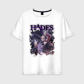 Женская футболка хлопок Oversize с принтом Hades Nyx (Z) в Санкт-Петербурге, 100% хлопок | свободный крой, круглый ворот, спущенный рукав, длина до линии бедер
 | aid | hades | nyx | roguelike | thanatos | zagreus | аид | гадес | загрей | никс | рогалик | танатос