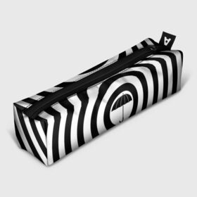 Пенал 3D с принтом Узор Академия Амбрелла в Санкт-Петербурге, 100% полиэстер | плотная ткань, застежка на молнии | академия | амбрелла | белый | зонт | полосы | узор | фильм | черный