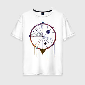 Женская футболка хлопок Oversize с принтом Магический круг в Санкт-Петербурге, 100% хлопок | свободный крой, круглый ворот, спущенный рукав, длина до линии бедер
 | 