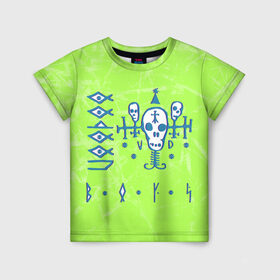 Детская футболка 3D с принтом Voodoo Boys Gang CP 2077 в Санкт-Петербурге, 100% гипоаллергенный полиэфир | прямой крой, круглый вырез горловины, длина до линии бедер, чуть спущенное плечо, ткань немного тянется | boys | city | cyberpunk | gang | night | voodoo | андроид | киберпанк | киборг | найт | робот | сити