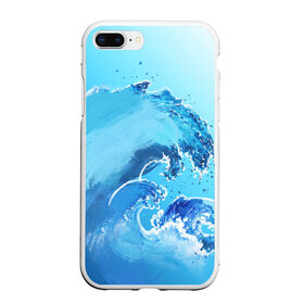 Чехол для iPhone 7Plus/8 Plus матовый с принтом Волна с фоном в Санкт-Петербурге, Силикон | Область печати: задняя сторона чехла, без боковых панелей | акварель | брызги | вода | волны | море | океан