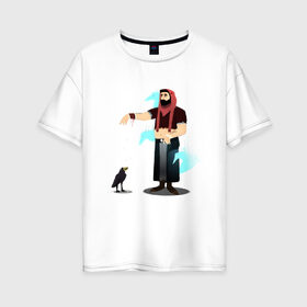 Женская футболка хлопок Oversize с принтом Хранитель птиц в Санкт-Петербурге, 100% хлопок | свободный крой, круглый ворот, спущенный рукав, длина до линии бедер
 | 