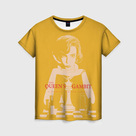 Женская футболка 3D с принтом Ход королевы в Санкт-Петербурге, 100% полиэфир ( синтетическое хлопкоподобное полотно) | прямой крой, круглый вырез горловины, длина до линии бедер | the queens gambit | графика | девушка | королева | шахматы