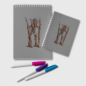 Блокнот с принтом Магическое дерево в Санкт-Петербурге, 100% бумага | 48 листов, плотность листов — 60 г/м2, плотность картонной обложки — 250 г/м2. Листы скреплены удобной пружинной спиралью. Цвет линий — светло-серый
 | Тематика изображения на принте: branch | magic | monster | tree | великан | ветки | дерево | кора | стоит