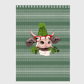 Скетчбук с принтом Довольная корова в Санкт-Петербурге, 100% бумага
 | 48 листов, плотность листов — 100 г/м2, плотность картонной обложки — 250 г/м2. Листы скреплены сверху удобной пружинной спиралью | 2021 | 7 января | bull | newyear | santa | бык | быки | бычок | год быка | дед мороз | корова | новогодние каникулы | новогодние праздники | новый 2021 | новый год | новый год 2021 | рождество | сани | санта | санта клаус