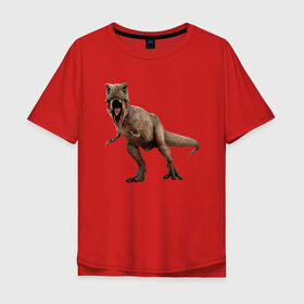 Мужская футболка хлопок Oversize с принтом T-Rex в Санкт-Петербурге, 100% хлопок | свободный крой, круглый ворот, “спинка” длиннее передней части | dinosaurs | predator | дино | динозавр | звери | хищник | ящер