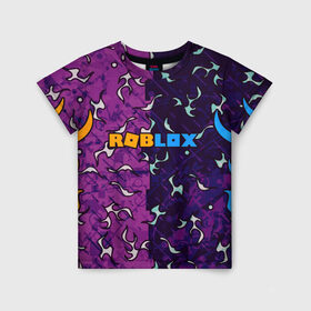 Детская футболка 3D с принтом Roblox | Роблокс в Санкт-Петербурге, 100% гипоаллергенный полиэфир | прямой крой, круглый вырез горловины, длина до линии бедер, чуть спущенное плечо, ткань немного тянется | 2 цвета | game | roblox | абстракция | игра | огонь | пламя | роблокс