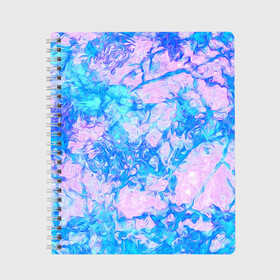 Тетрадь с принтом Нежные краски в Санкт-Петербурге, 100% бумага | 48 листов, плотность листов — 60 г/м2, плотность картонной обложки — 250 г/м2. Листы скреплены сбоку удобной пружинной спиралью. Уголки страниц и обложки скругленные. Цвет линий — светло-серый
 | abstract | blue | casual | casual style | pink | texture | абстрактный рисунок | абстракция | блики | брызги | вода | волны | градиент | краски | мазки | море | морская | пастельные цвета | повседневный | пятна красок