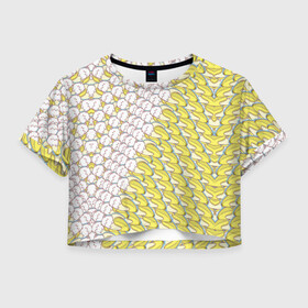 Женская футболка Crop-top 3D с принтом Банана-котики в Санкт-Петербурге, 100% полиэстер | круглая горловина, длина футболки до линии талии, рукава с отворотами | meme | динамики | идея | котик | манера | мемы | образ действия | панда | песик | символ | ушан