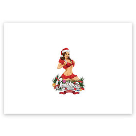 Поздравительная открытка с принтом Christmas Party в Санкт-Петербурге, 100% бумага | плотность бумаги 280 г/м2, матовая, на обратной стороне линовка и место для марки
 | christmas | merry christmas | дед мороз | ёлка | зима | мороз | новый год | подарок | праздник | рождество | с новым годом | санта клаус | снегурочка | снежинки