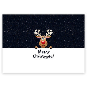 Поздравительная открытка с принтом Merry Christmas в Санкт-Петербурге, 100% бумага | плотность бумаги 280 г/м2, матовая, на обратной стороне линовка и место для марки
 | christmas | merry christmas | santa claus | дед мороз | ёлка | новогодние олени | новый год | оленёнок бэмби | оленёнок рудольф | орнамент | с новым годом | санта клаус | свитер с оленями | снегурочка | снежинки | узоры