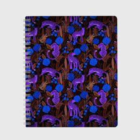 Тетрадь с принтом Purple Leopards в Санкт-Петербурге, 100% бумага | 48 листов, плотность листов — 60 г/м2, плотность картонной обложки — 250 г/м2. Листы скреплены сбоку удобной пружинной спиралью. Уголки страниц и обложки скругленные. Цвет линий — светло-серый
 | Тематика изображения на принте: 