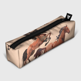 Пенал 3D с принтом кони в Санкт-Петербурге, 100% полиэстер | плотная ткань, застежка на молнии | horse | horseshoe | акварель | головалошади | грива | жеребец | животные | конь | лошадь | лошадьскрыльями | подкова | природа | рисуноккрасками