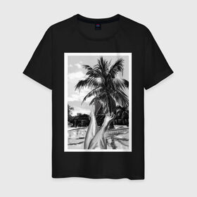 Мужская футболка хлопок с принтом Summer day Летний день в Санкт-Петербурге, 100% хлопок | прямой крой, круглый вырез горловины, длина до линии бедер, слегка спущенное плечо. | лето | ноги | пальмы | черный и белый