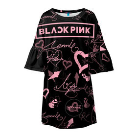 Детское платье 3D с принтом BLACKPINK в Санкт-Петербурге, 100% полиэстер | прямой силуэт, чуть расширенный к низу. Круглая горловина, на рукавах — воланы | blackpink | blink | bts | exo | icecream | jennie | jisoo | korea | kpop | lisa | love | rose | блекпинк | девушки | корея | кпоп | музыка