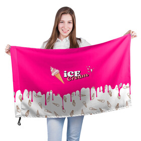 Флаг 3D с принтом Ice Cream BlackPink в Санкт-Петербурге, 100% полиэстер | плотность ткани — 95 г/м2, размер — 67 х 109 см. Принт наносится с одной стороны | blackpink | blink | bts | exo | icecream | jennie | jisoo | korea | kpop | lisa | love | rose | блекпинк | девушки | корея | кпоп | музыка