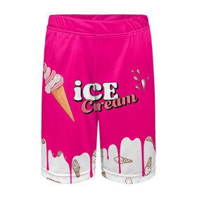 Детские спортивные шорты 3D с принтом Ice Cream BlackPink в Санкт-Петербурге,  100% полиэстер
 | пояс оформлен широкой мягкой резинкой, ткань тянется
 | blackpink | blink | bts | exo | icecream | jennie | jisoo | korea | kpop | lisa | love | rose | блекпинк | девушки | корея | кпоп | музыка