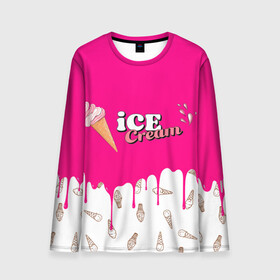 Мужской лонгслив 3D с принтом Ice Cream BlackPink в Санкт-Петербурге, 100% полиэстер | длинные рукава, круглый вырез горловины, полуприлегающий силуэт | blackpink | blink | bts | exo | icecream | jennie | jisoo | korea | kpop | lisa | love | rose | блекпинк | девушки | корея | кпоп | музыка