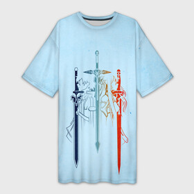 Платье-футболка 3D с принтом Sword Art Online в Санкт-Петербурге,  |  | alice | alicization | asuna | kirito | sao | sword art online | underworld | алиса | алисизация | асуна | кирито | мастера меча онлайн | чёрный мечник | юджио