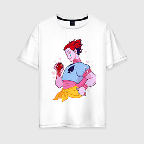 Женская футболка хлопок Oversize с принтом Hunter x Hunter - Hisoka в Санкт-Петербурге, 100% хлопок | свободный крой, круглый ворот, спущенный рукав, длина до линии бедер
 | anime | hisoka | hunter x hunter | joker | аниме | антагонист | джокер | злодей | карты | охотник против охотника | хантер х хантер | хисока | хисока мороу